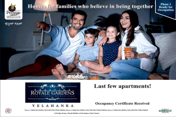 Occupancy Certificate received for Prestige Royale Gardens in Bangalore